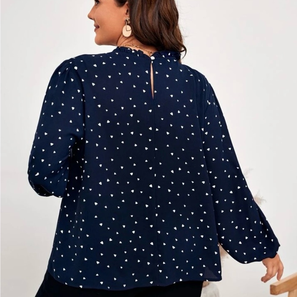 Women's Blouse plus size heart all over